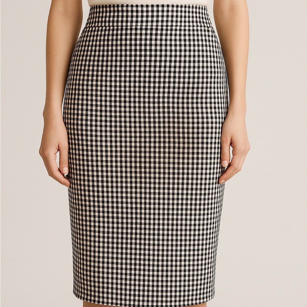 Ann Taylor Black and White Gingham Skirt